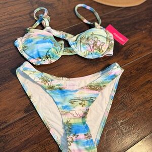 Tropical Print Kids Bikini Set